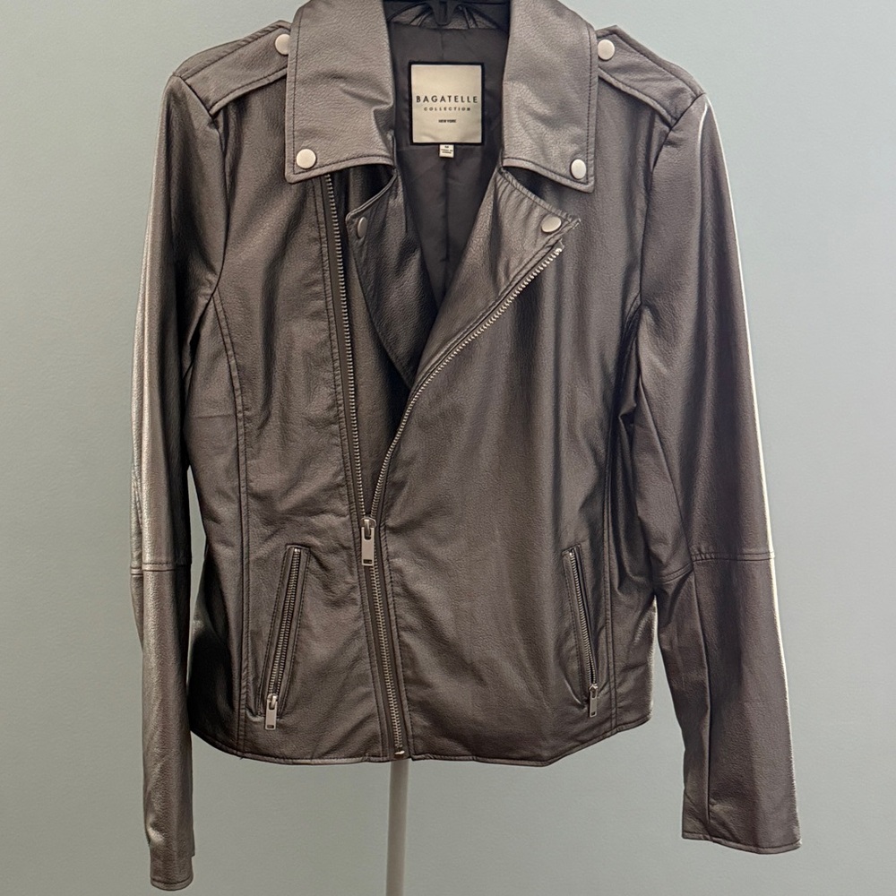 Bagatelle Metallic Gray Biker Jacket